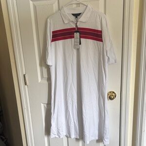 Armani Exchange White Polo with Red stripes Dress size L (NWT)
